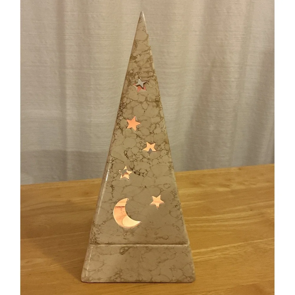VTG Partylite Galaxy Pyramid Tea light Holder Witchy Celestial Moon And Stars